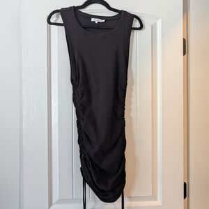 Good American Black Sleeveless Tank Dress with Side Ruching